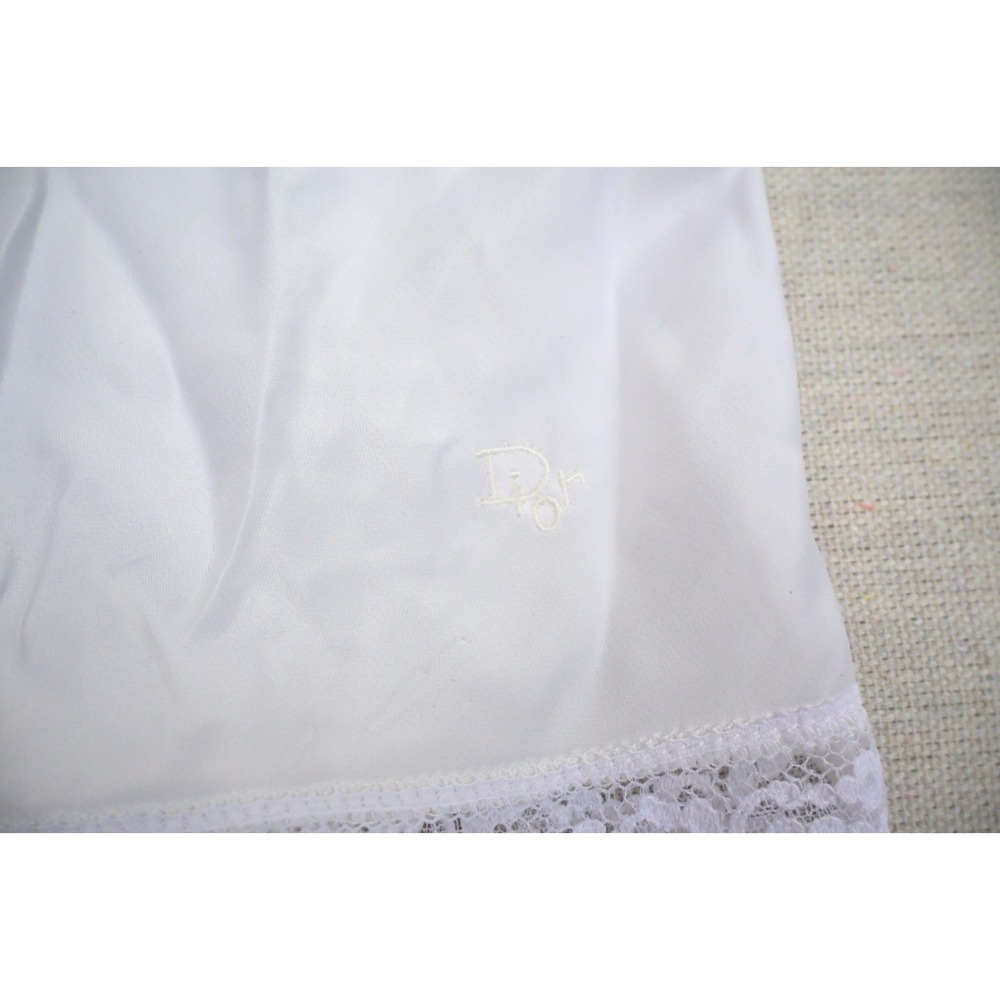 Christian Dior Womens White Camisole Floral Lace Trim V Neck Satin Cord Straps - Picture 4 of 8